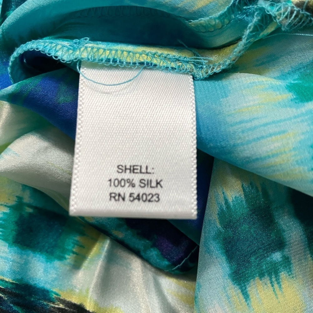 Banana Republic Blue and Yellow Watercolor midi skirt - Picture 2 of 8